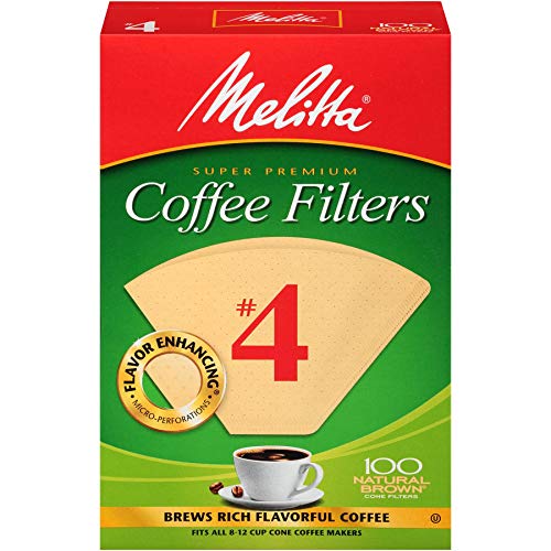 Melitta #4 Cone Coffee Filters, Natural Brown, 100 Count #TOP1