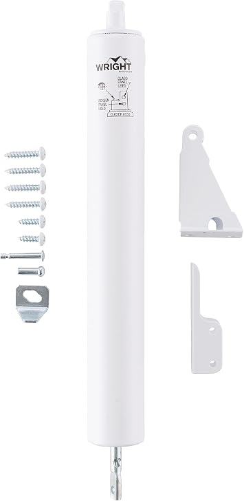 Wright Products Heavy-Duty Pneumatic Storm Door Closer Durable, Adjustable, Quiet-Closing with Hold-Open Feature Transitional, White