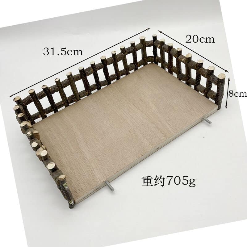 Rabbit Platform, Bunny Perch Cage Toy Wooden Play Gym Stand, Natural Pine Wood Tray for Chinchilla Squirrel Hamster Guinea Pig, Birdcage Toy for Parrot Conure (Large)