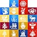 Gejoy 18 Pieces Christmas Drawing Stencils Assorted Reindeer Snowflake Santa Claus Plastic Templates Kids Painting Stencils for Crafts Painting Learning
