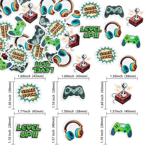 Ephlyn 48Pcs Edible Video Game Cupcake Toppers Wafer Paper Game On Controllers Cupcake Picks Edible GamePad Cake Decorations for Game Theme Birthday Anniversary Party Supplies