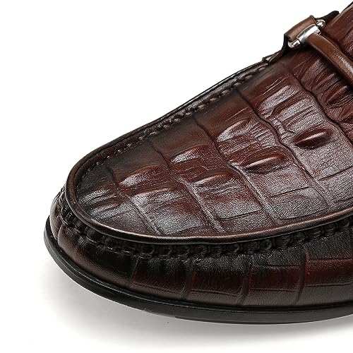 Leather Dress Shoes for Mens, Premium Crocodile Printed Formal Shoes Driving Fashion Party Slip-on Loafer for Men2