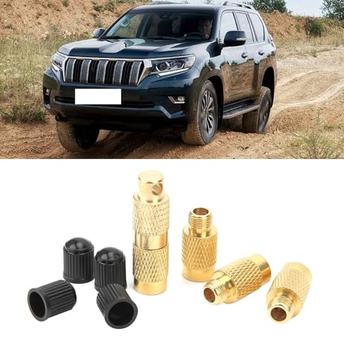 Image of 4‑in‑1 Tire Deflator Tool Kit, Portable Tyre Deflation Valve Tools, Copper Tire Pressure Relief Tire Bleeder Valve for Offroad Vehicles with Valve Keychain
