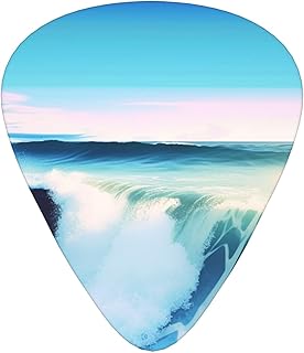 Sea Wave Landscape Guitar Picks 12 Pack Bass Picks with Organizer Box Guitar Plectrum Includes Thin Medium Heavy Guitar Picks Ukulele Picks for Bass Acoustic Electric Guitars