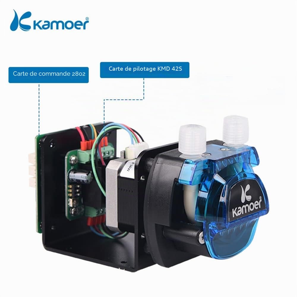 Petite pompe péristaltique pas à pas 12 V avec contrôle de vitesse Kamoer KCM-ODM Pompe doseuse de liquide de laboratoire réglable à haut débit et faible bruit avec carte pilote 10~452 ml/min