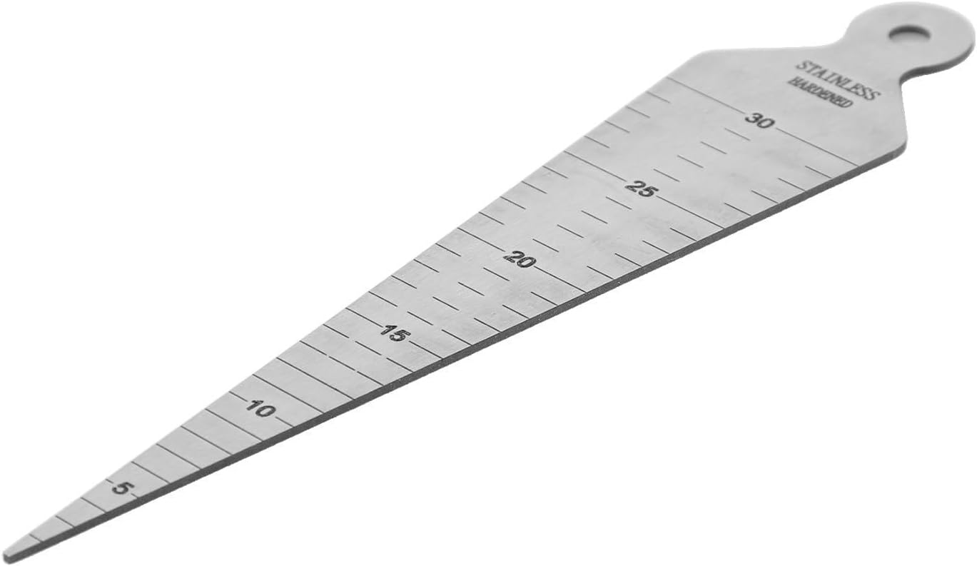 Steel Feeler Gauge Set, 5–30 mm Tapered Wedge Gap Measurement Tool Cylindrical Bores, Small Hole Diameters & Slots, 150 mm Length, 1.2 mm Thick, 1-Piece