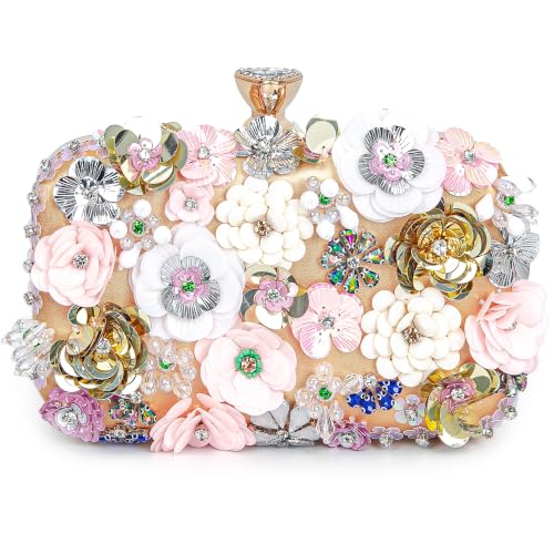Image of BBTT.ful Women Clutches Flower Evening Handbag Chain Strap Shoulder Bag handbag Wedding bag purse