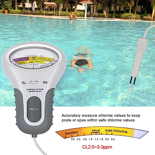 Analisador de qualidade de água,ERYUE PC102 Portable Water Quality Tester Digital 2 em 1 PH & Cloro