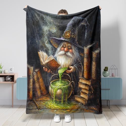 Coperta da mago, per Halloween, fantasy, libro di pozioni, Halloween, verde, pelosa, compatta, decorativa, estetica, per divano, letto, sedia da ufficio, scrivania, 152 x 203 cm