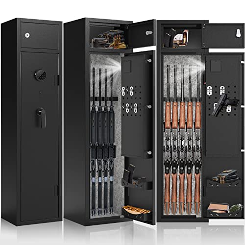 Karini 4-5 Gun Safe,Rifle Safe,Gun Safes For Home Rifles And Shotguns,​Gun Safes For Home Rifle And Pistols,Quick Access Gun Cabinets With Double Door Storage (H55.12 Xw12.6 Xd9.84) #TOP6