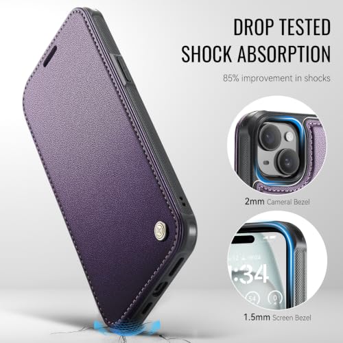 PlusnapX for iPhone 15 Plus Wallet Case Compatible with Magsafe, Purple by PlusnapX - Used condition - Image 7