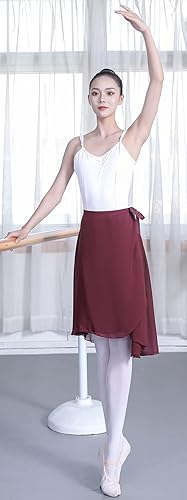 Miniatura 5 de Hoerev Falda cruzada transparente para adultos, falda de ballet, ropa de danza de ballet, color negro, talla L