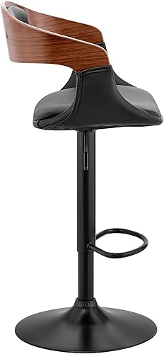 Miniatura 125 de Armen Living Taburete de bar de madera giratorio de mediados de siglo con pedestal moderno con piel sintética para encimera de isla de cocina,