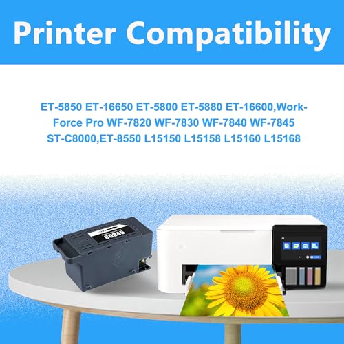 C9345 Wartungsbox Kompatibel für EPSON C9345 C12C934591 Work für ET-5880 ET-5850 ET-5800 ET-16600 ET-16650 ET-16150 ET-M16600 WF-7310 WF-7311 WF-7820 WF-7830 WF-7840 Printers (1 Pack)