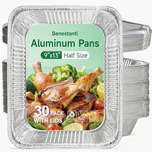 Benestanti 9x13 Aluminum Pans with Lids, 30 Sets