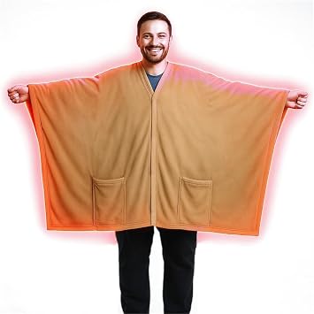 Cordless Wearable Heated Throw Blanket Large 63"55" Battery Powered Plush Heating Throw, Dual-Sided Flannel, USB/DC Rechargeable Heated Blanket for Camping, Car, Office & Home Khaki