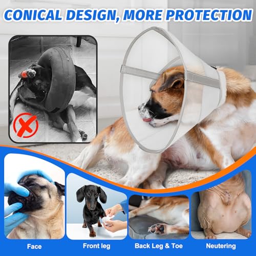 Image of Breathable Mesh Dog Cone Collar for Surgery, Soft Elizabethan Recovery Alternative to Stop Licking,Pet Neck Collar for Large Medium Small Breeds, S