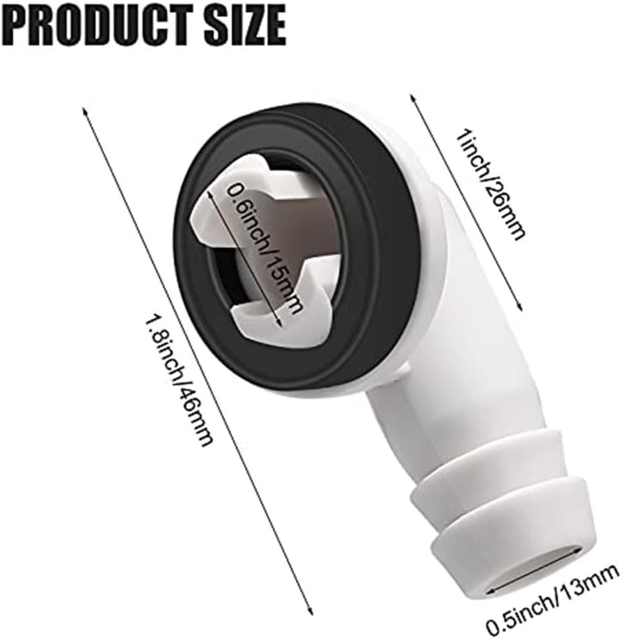 Conditioner Drain Hose Connector Elbow Fitting, 4-Pack PVC Drip Nozzle AC Units, Washing Machines & for Window ACs, 15 mm Inner Diameter, Weather-Resistant