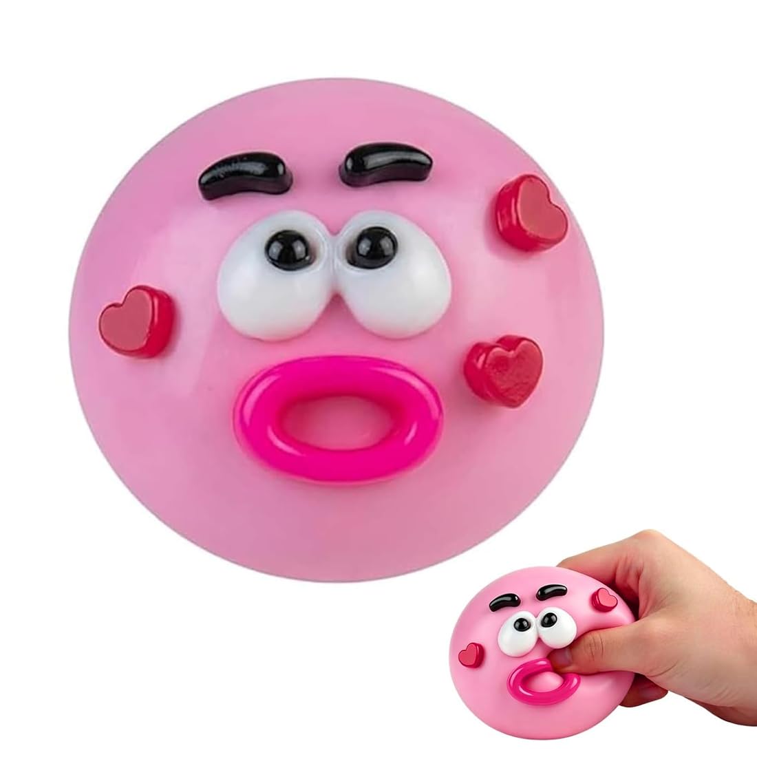 ARHZ 1 Pcs Sensory with Interchangeable Faces, Funny Curiosities Smushers Face Swap Squishy, Soft Interchangeable Dog Face Swap Stress Relief Sensory Squeeze Toy for Adults (Pink)
