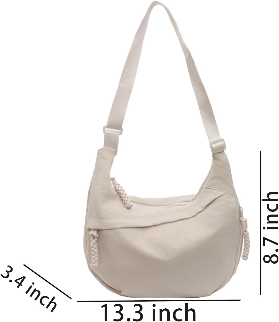 Crossbody Nylon Crescent Bag for Women - Lightweight Small Hobo With 2 Pack Inner Dumpling Bag - Casual - Image 4