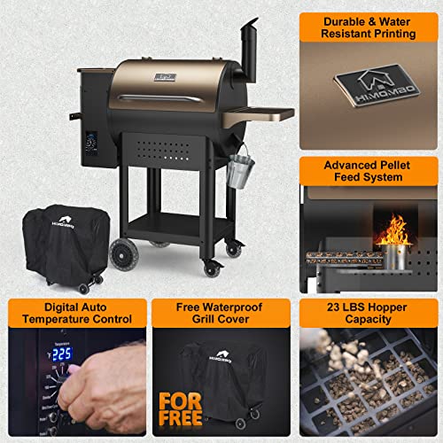 Himombo Wood Pellet Grill And Smoker Twpg 570 Sq, 8 In 1 Bbq Grill With 150-500℉ Auto Temperature Control, D2 Smoker Grill With Extendable Hopper, Foldable Table Legs And Cover, For Outdoor Grill,Smoke,Bake And Roast #TOP6