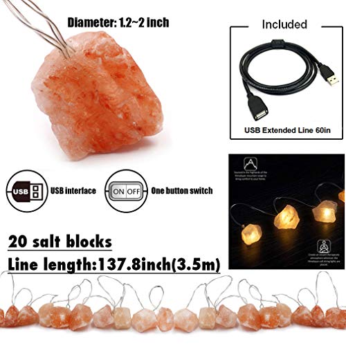 Himalayan Salt Lamp Salt Rock Night Light Usb Fairy Hanging String Lights For Bedroom,Crystal Stones Natural Pink Salt Lamp For Meditation,Yoga,Office, Bedside,Desk,Computer, Baby,Child,Kids #TOP3