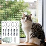 Golgner Katzennetz für Balkon 10 * 3M, Katzennetz Drahtverstärkt, Balkonnetz für Katzen, Nylon Katzenschutznetz mit Haken Zubehör Transparent, Biss, Reißfestes, für Fenster, Terrasse, Balkon