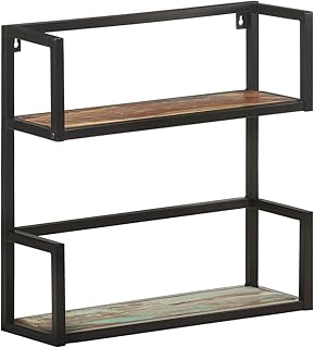 12 Unusual Wall Decor Ideas for Creative Unique Interiors 129 Multicolor Wooden Floating Wall Shelf with Reclaimed Wood and Powder-Coa...