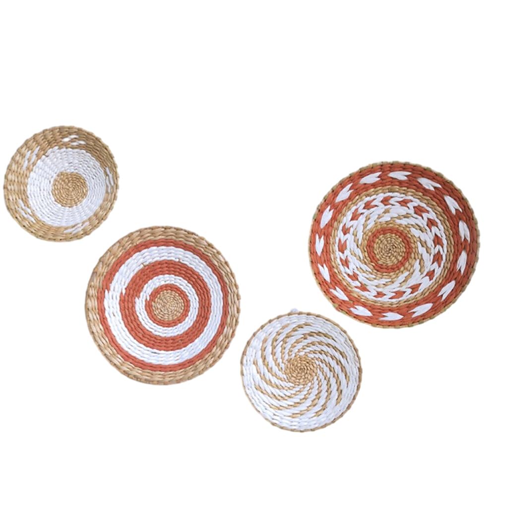 Placa decorativa de pared de mimbre, paja, regalo, 4 piezas, para seres queridos, decoración de pared de mimbre, papel exquisito