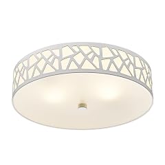 2-Light Flush Mount Ceiling Light 12 inch Modern Ceiling Light Fixture with White Metal and Frosted Glass Shade