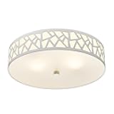 VICNIE 2-Light Flush Mount Ceiling Light, 12 inch Modern Ceiling Light Fixture with White Metal and Frosted Glass Shade for Hallway, Kitchen, Bedroom