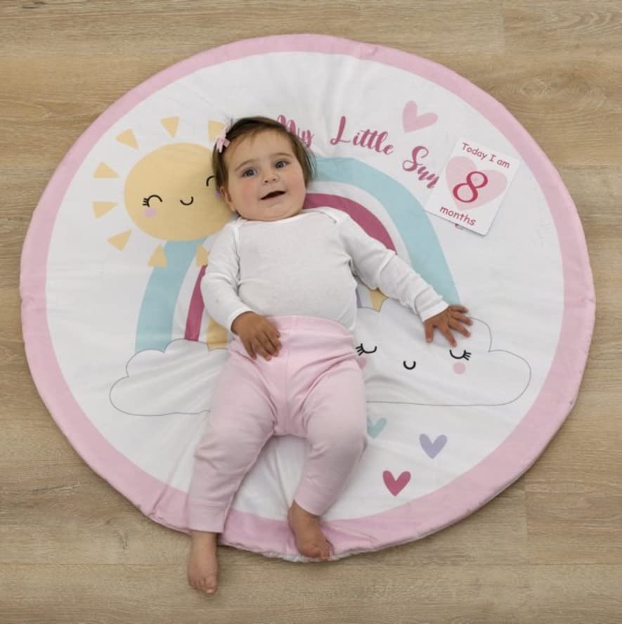 Parent's Choice Milestone Playmat with Marker Cards, Boy, Girl, Tummy Time (Rainbow)