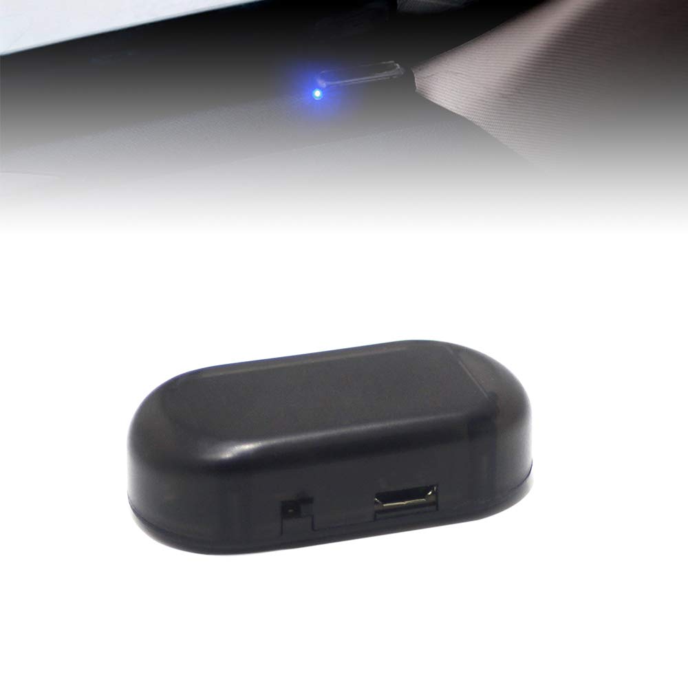 Yolu Car Solar Power USB Charging Anti-Theft Flashing LED Light Simulate Warning Security System Alarm Blinking Lamp (Blue)