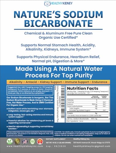Image of Nature's Sodium Bicarbonate Organic Use Aluminum Free Baking Soda. No Chemical Pure Baking Soda Powder For Health & Wellness. Sodium Bicarbonate 2 lb
