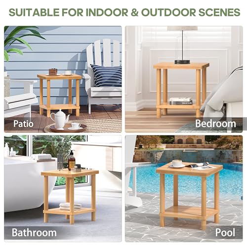 Lejaneoye SJHYZ002 Outdoor Side Table, 2-Tier Small Outdoor Table thumb #6