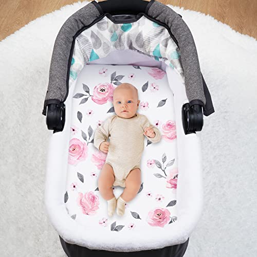 Phf 100% Cotton Bassinet Sheets 2 Pack, Soft Breathable Comfortable Cradle Sheets For Baby Girls, Premium Sheets Fits Various Cradle And Bassinet Mattress Pad, Floral Flowers #TOP1