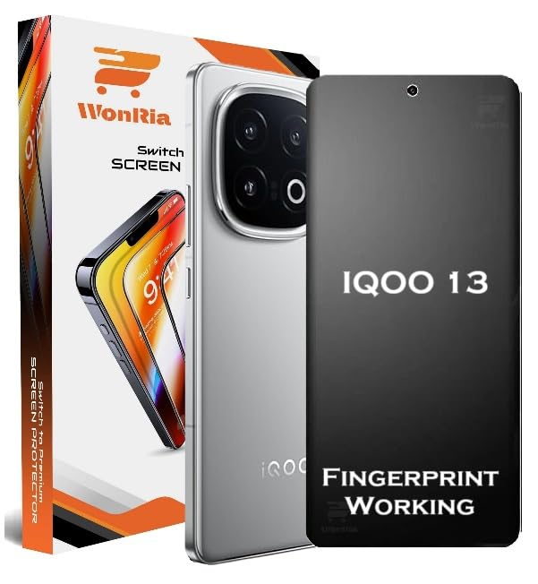 Image of WonRia Pack 1 - Matte Screen Guard Protector For iQOO 13 5G Unbreakable Membrane FingerPrint Working | Flexible TPU Matte Film | Edge to Edge - Installation Kit