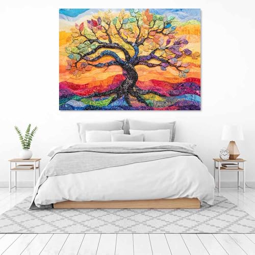 Arbre de vie décoration murale tableau encadré pour mur vide - 3