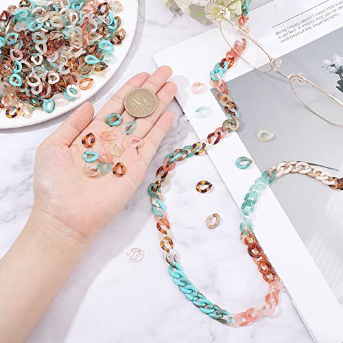SUPERFINDINGS 700Pcs 7 Colors Small Acrylic Linking Rings Quick Link Connectors 13x10mm Open Linking Rings Handmade Acrylic Chains for Jewelry Eyeglass Chain DIY Craft - Image 2