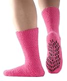 Men’s and Women’s Gripper Non-Skid Hospital Slipper Socks for Seniors - Pink XL