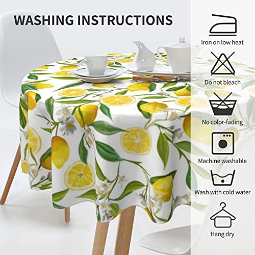 Suqkxco Lemon Round Tablecloth 60 Inch Summer Tablecloth 60 Inch Table Cover Anti-Wrinkle Waterproof Wipeable Tablecloth For Bbqs Garden Courtyards #TOP6