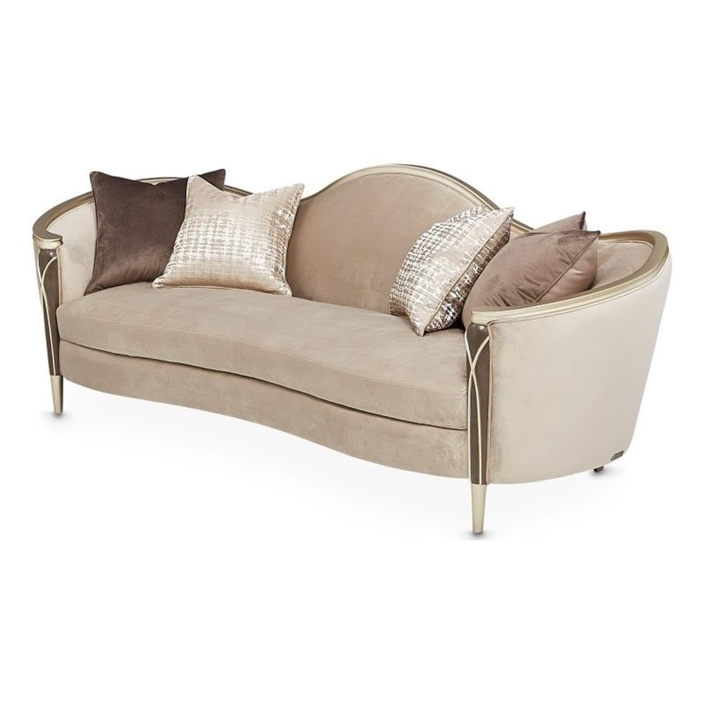 MICHAEL AMINI Villa Cherie Velvet Sofa in Porcini/Hazelnut Brown
