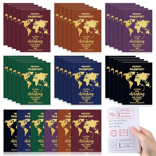 gisgfim 48 Pcs Blank Passport Notebook Fake Passport Book Bulk Travel Journal Sticker Collection Book for Projects World Travel Pretend Activity Party Favors Supplies 5.5 x 3.9 Inch