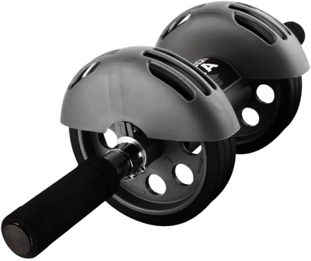 Yardwe Wheel Abdominal Roller with Auto Rebound Design and Non Slip Handles for Core Strengthening and Full Body Workout with Blue Kneeling Pad for Home Gym Fitness