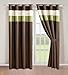 MODERN BROWN / SAGE /BEIGE Faux Silk Taffeta Window Curtain / Drape Set with Sheer Backing 120-by-84-Inch
