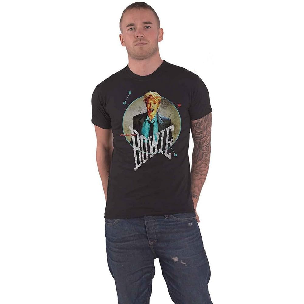 DAVID BOWIE T Shirt Lets Dance Circle Scream Distressed Official Mens Black XL