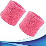 Muñequeras para el sudor unisex en varios colores, muñequeras unisex de suave esponja elástica (rosa)