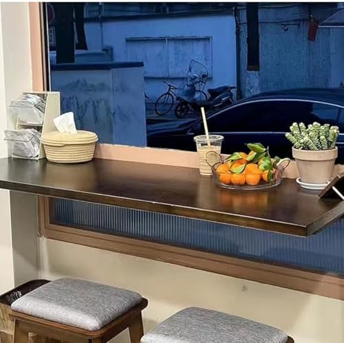 Wall Mounted Folding Table - Space-Saving Home Office Desk Wooden Dining Table for Kitchen & Balcony Solid Wood Floating Desk for Small Spaces Ideal for Patio & Laundry Room