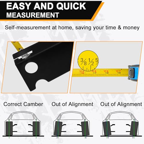 Image of Wheel Alignment Tool with Imperial Tape Measure, Upgraded Automotive Alignment kit Without Removing Calipers, Heavy-Duty Stainless Steel Toe Alignment Plates for Most Cars, Trucks and SUVs