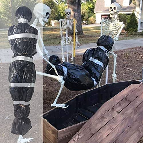 Faux Cadavre Gonflable 150 Cm Halloween – Sac Plastique Effrayant + Corde & Ruban – Décoration Maison Hantée